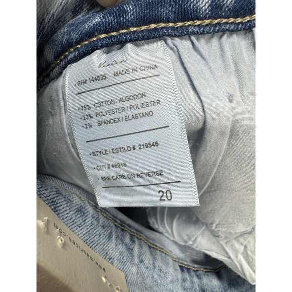 KanCan High Rise Curvy Denim Shorts Womens 20W Blue Distressed Light Wash Boho - Picture 9 of 9